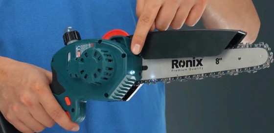 اره زنجیری شارژی رونیکس مدل RH-8658 سایز ۲۰ سانتیمتر باتری ۲۰ ولت