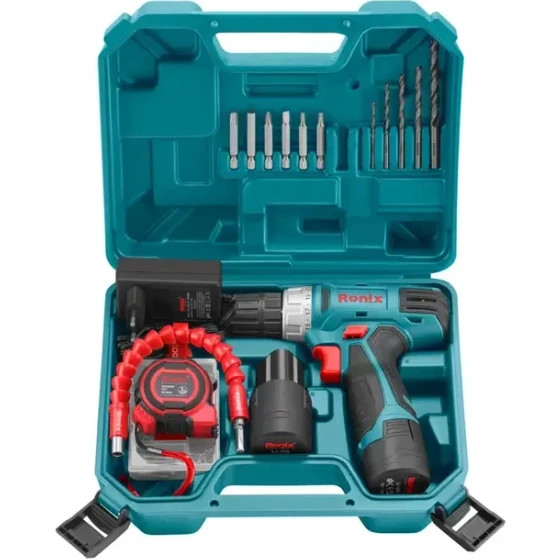 کیت دریل شارژی رونیکس مدل R-8012 دو باتری